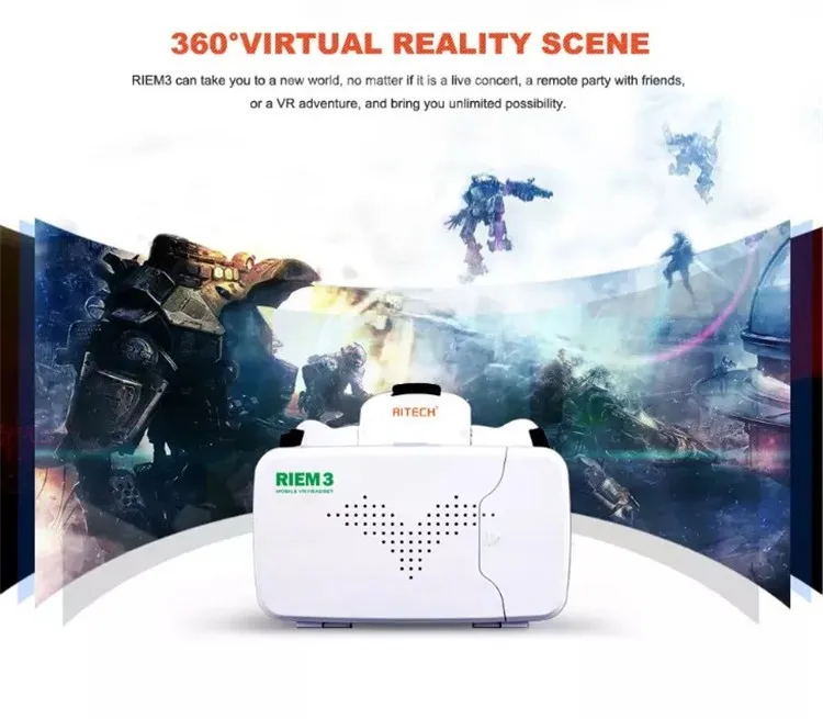 New Ritech III 3D VR Glasses RIEM3 Virtual Reality Head Mount Google Cardboard Oculus Rift DK2 Box for 4.7 ~ 6.0 Inch SmartPhone (2)