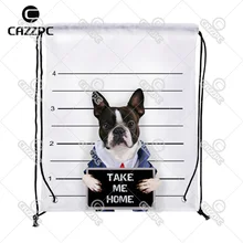 Bad cute Бульдог животное индивидуальный принт нейлон ткань шнурок рюкзак подарочный