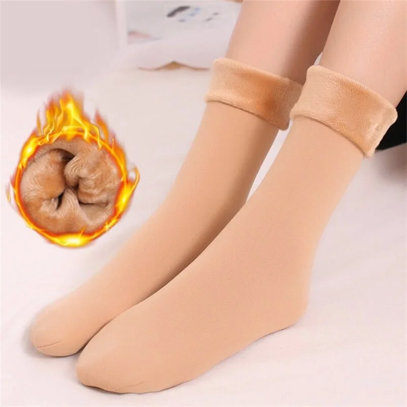 

New Warm Women's Plus Velvet Winter Sock Keep Warm Thickening Socks Solid Casual Snow Thermal Keeping Sleeping Socks