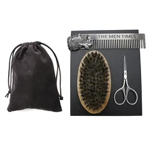 Круглая натуральная щетка из голландсокого дерева комплект для мужчин помазок и расческа набор с подарочной упаковкой