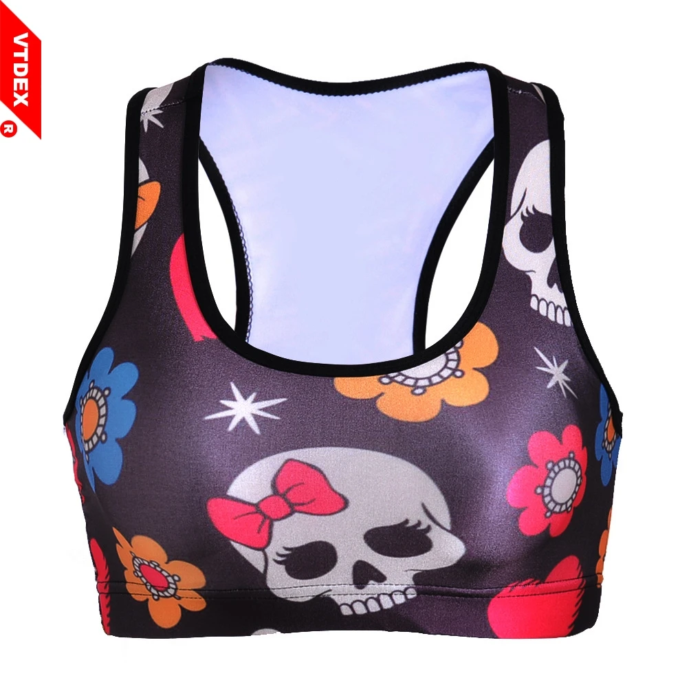 VTDEX 2018 Sujetador Deportivo Cropped Women Elastic Halloween Sports Bra GYM Padded Fitness