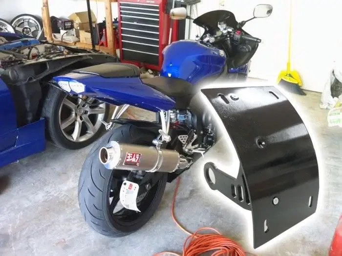 MotorcyclePartsBlackSwingarmSideMountCurveLicensePlateHolder