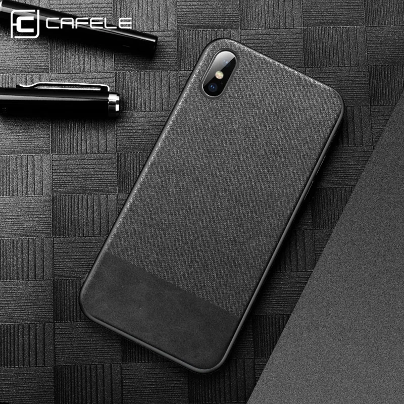 

CAFELE Cloth Case For iPhone X Xr Xs Max Case Ultra Thin Soft TPU Edge shockproof business Style Phone Cover For iPhone X Shell
