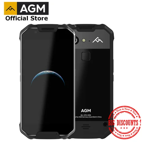 OFFICIAL AGM Android 7 1 Durable Smart Phone 6 64G 5 5  Leather IP68 Waterproof 6000mAh Dual SIM 16 0 front camera
