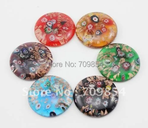 

3D Round-shape 41mm Murano Glass Lampwork Romantic Gift Pendant for earring accessories mix color12pcs/#d3