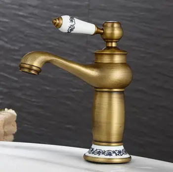 

Luxury Ceramic Handle Basin Bath Faucet European Retro Single Handle for Cold and Hot Water Sink Mixer Tap Mixer