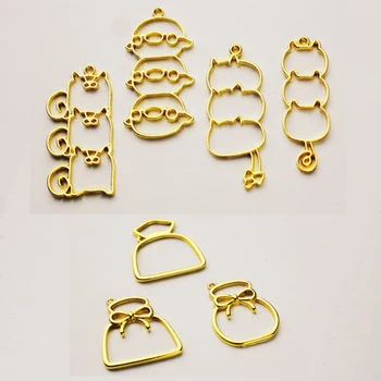 

5pcs/lot Bag Cat Chicken Charm Pendant Metal Zinc Alloy Cabochon Setting UV Resin for Jewelry Making Tool