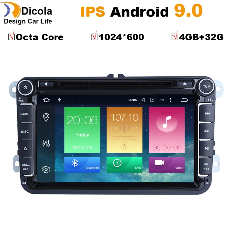 

8" Android 9 IPS Car DVD for VW POLO GOLF 5 6 POLO PASSAT B6 CC JETTA TIGUAN TOURAN EOS SHARAN SCIROCCO CADDY with 4G GPS Navi