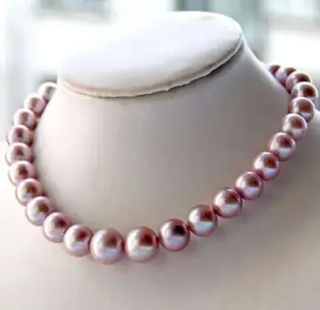 

free shipping >>>>noble jewelry elegant 11-12mm south sea round lavender pearl necklace 14k