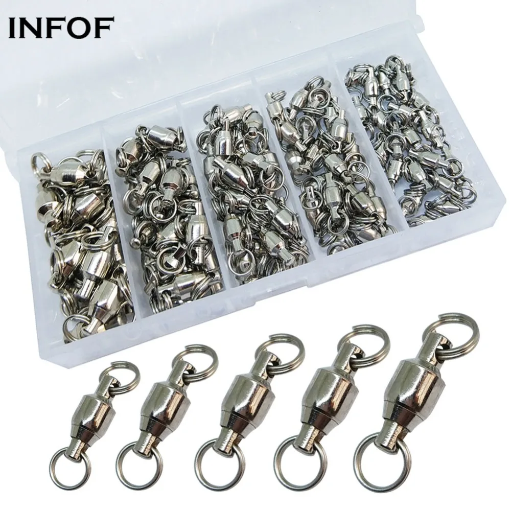 Rolamento de Esferas Giratória com Anéis Conector de Giro de Pesca Kit de Pesca Infof Giratória Rachados – 2 3 4 5 Carpa Gancho Link 95-pieces 1