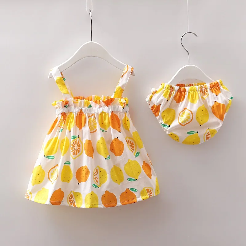 Roupas sem Mangas Vestido plus Briefs Conjuntos de Roupas de Verão Novo Bebê Recém nascido Meninas 2 Pcs Outfits Set Listrado Impresso Bonito Sunsuit 0 24 m 43 Novo bebê recém nascido meninas roupas sem