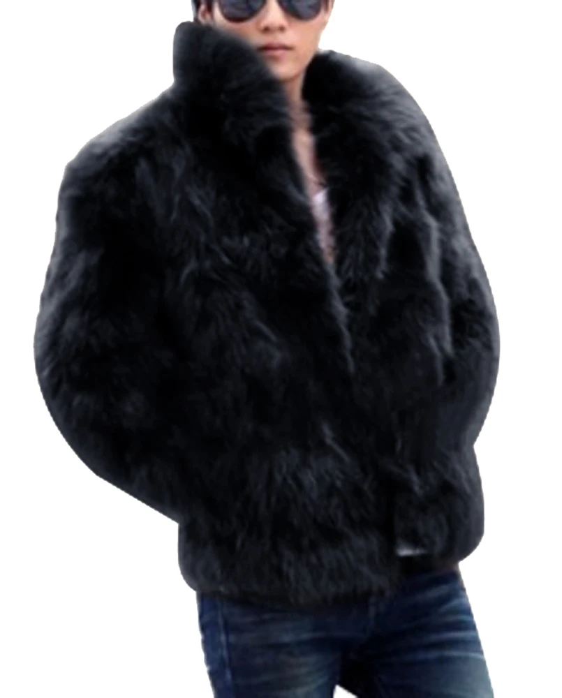 New 2018 winter men faux fur coat Black long section fashion winter
