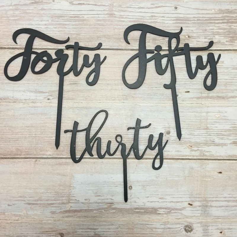  5pcs cake topper number thirty forty fifty happy birthday cake topper acrylic  (2)