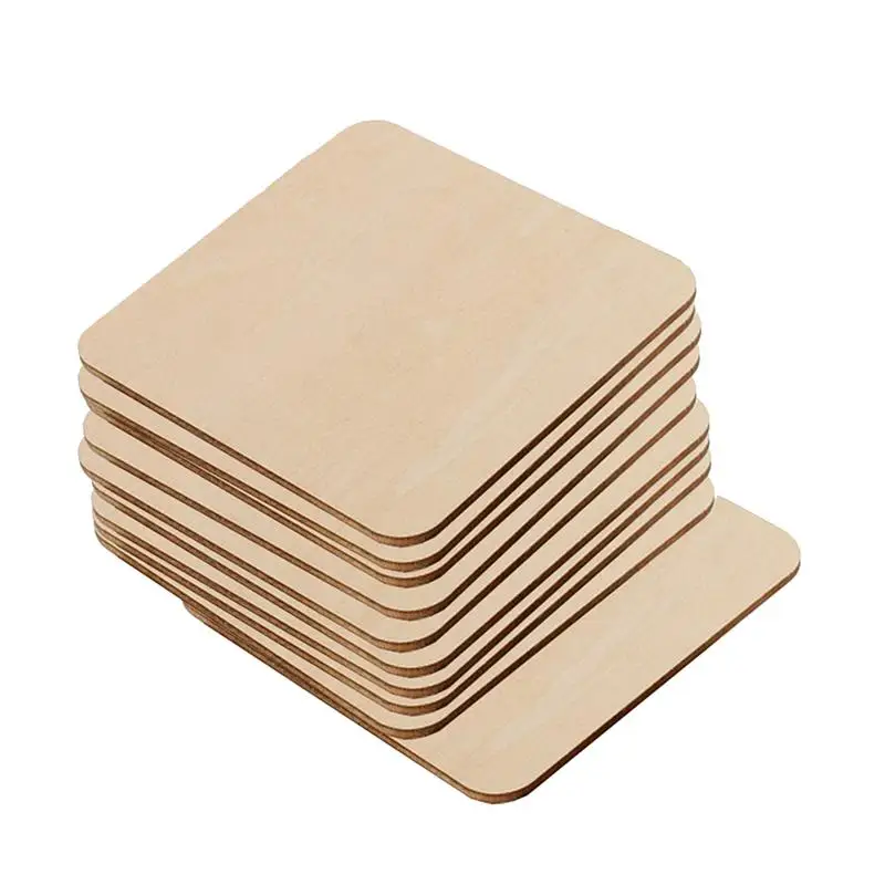 

50pcs Wooden Slices DIY Painting Creative Square Shaped Wood Piece DIY Decorations Embellishment For Party Ornaments