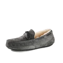 Брендовые мужские зимние повседневные лоферы с бабочкой; австралийская обувь из натуральной кожи с мягкой шерстяной подкладкой; обувь для вождения с мягкой подошвой; обувь для влюбленных