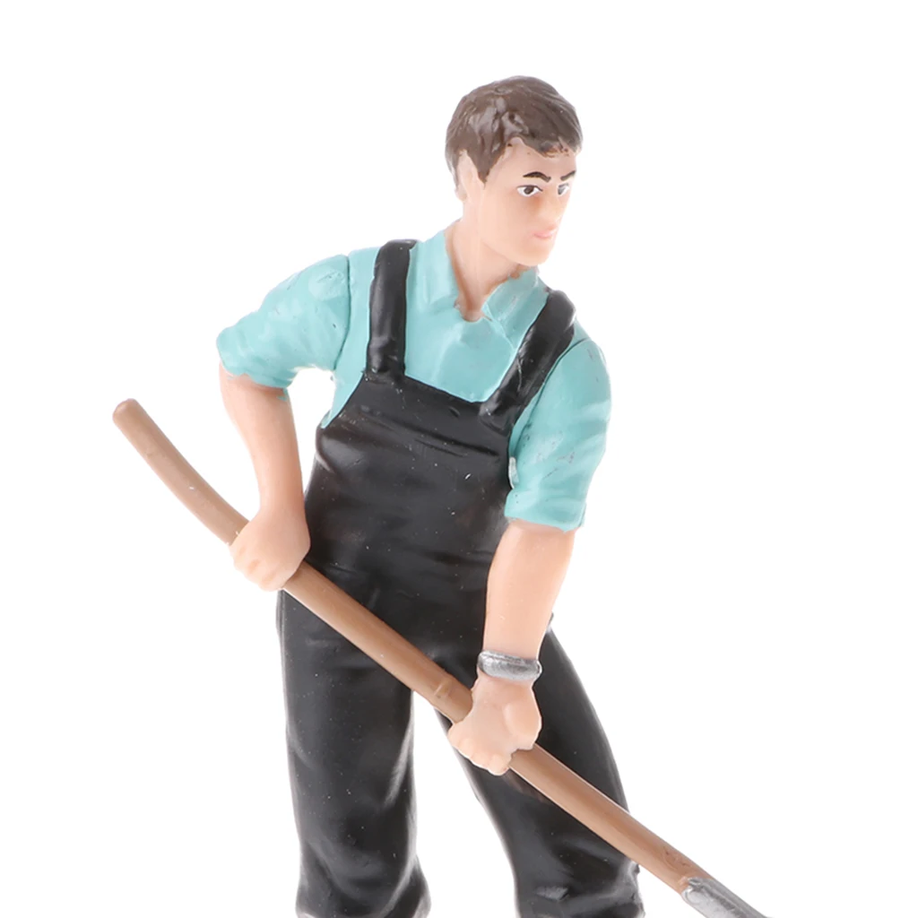 Simulation People Model Farmer with Rake Action Figures Kids Toy Gift