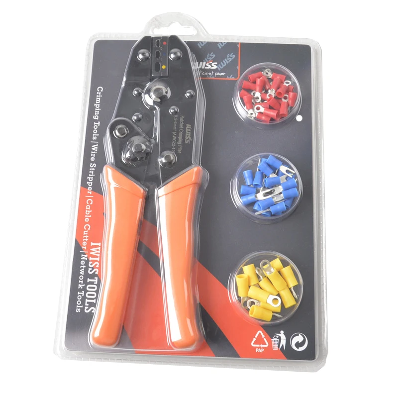 

Crimping Tool Kits ratchet type cold-pressed pre-insulated terminal crimping pliers set Crimp 0.5-6.0mmІ Wire Stripper Cutters
