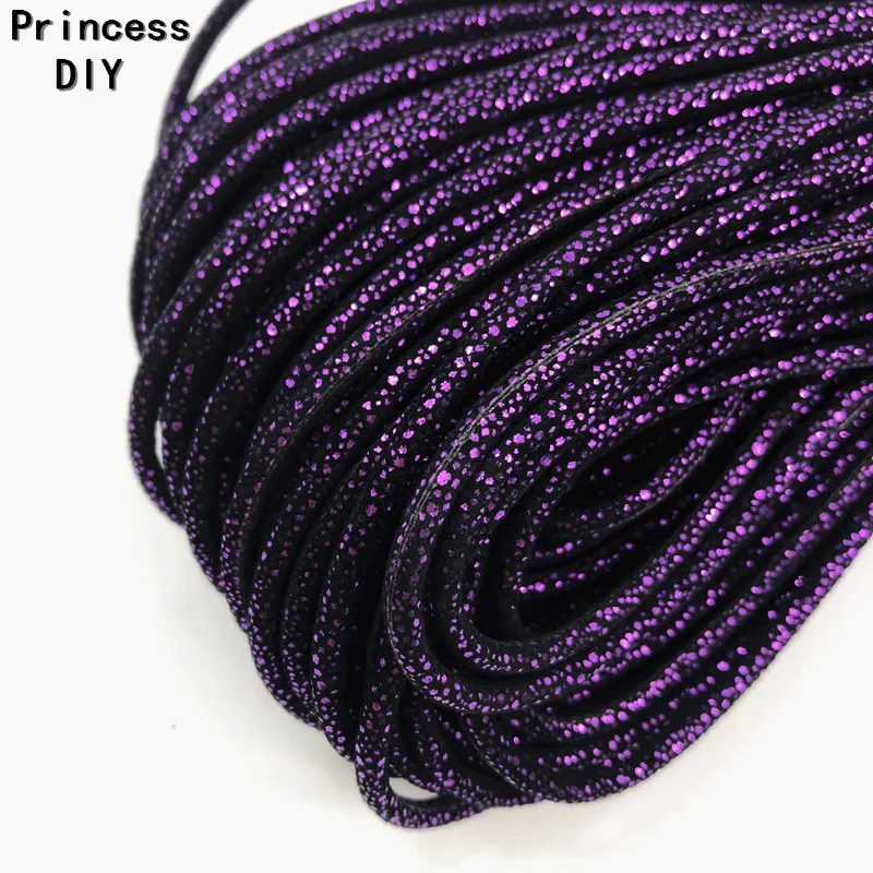 

5M/Lot Jewelry Making Finding 3mm Round Dark Purple Glitter Cord PU Fabric Rope Strip DIY Bracelet Necklace Choker Craft Materia