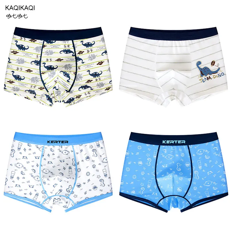 

Cotton Cartoon Kids Boys Underwear Soft Breathable Baby Boy Boxers Stripes Children's Underpants Dinosaur Teenager Panties 5-11Y