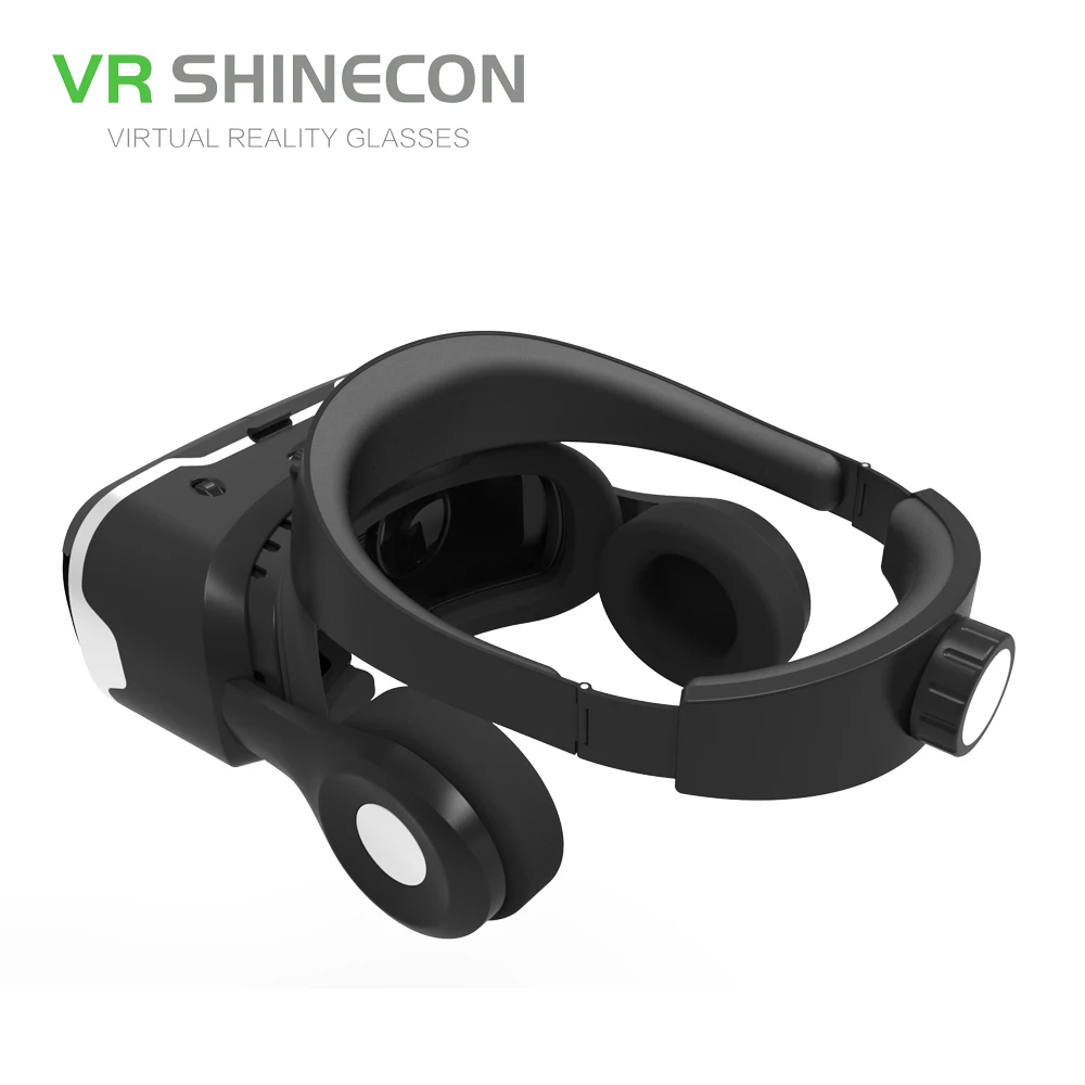 VR Shinecon 4,0 стерео Виртуальная реальность смартфон 3D очки гарнитура Google BOX+ наушники/кнопка управления для 3,5-5,5 'мобильный телефон