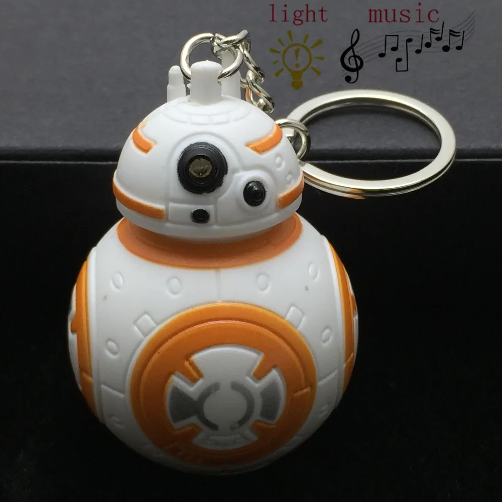 

New Star Wars The Force Awakens Bb8 Bb-8 R2D2 Droid Robot LED Glowing Sound Keychain Toys KeyChain Pendant Kids Boys Girls Gift
