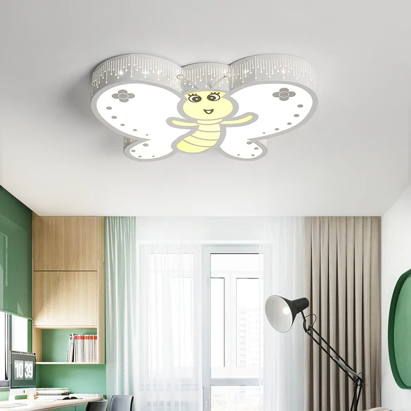 

Creative Pink Butterfly Princess Girls Kids Child Children's Room Bedroom Nursery Decorative Lighting Led Ceiling Light Lamp