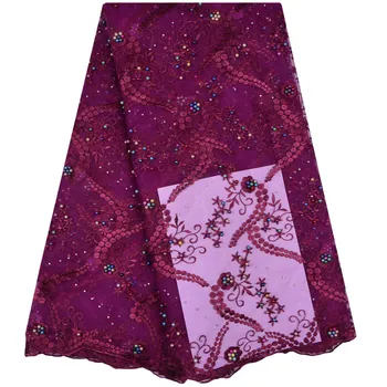 

French Tulle Lace Embroidered Mesh Lace Fabric High Quality Beads Lace Fabric A1135