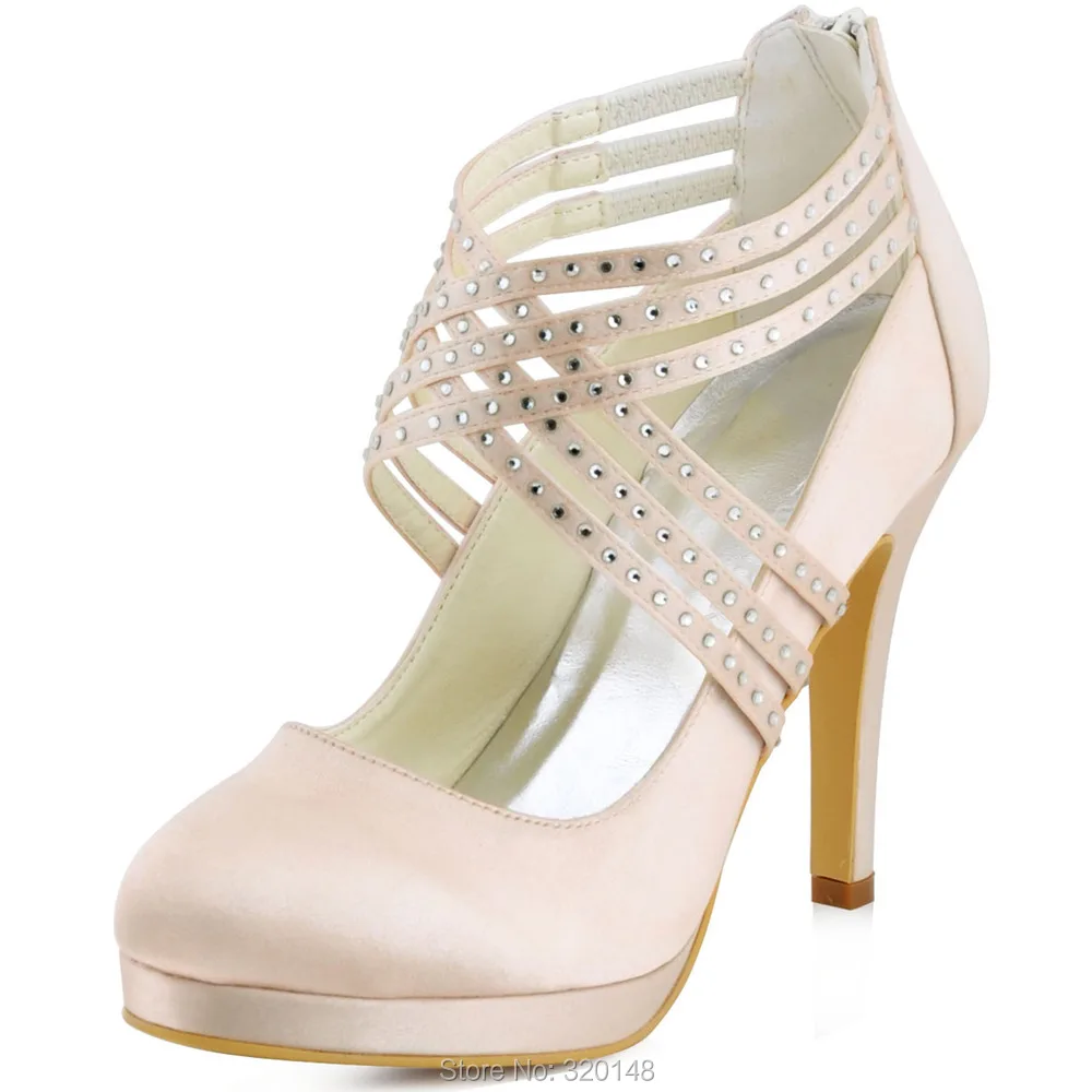 Elegantpark Ep11085 Pf Pink Stiletto Heel Platform Rhinestones