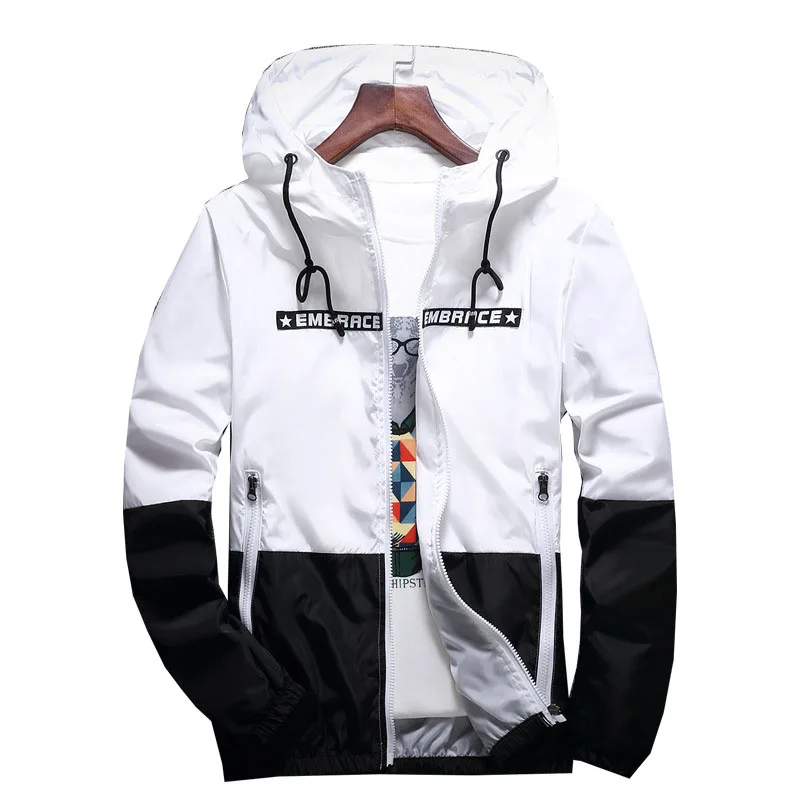 LEOCLOTHO Yizlo Anorak Jacket Windbreaker Men Jaqueta Masculina Zipper Patchwork Waterproof Jackets Streetwear Bomber Jacket