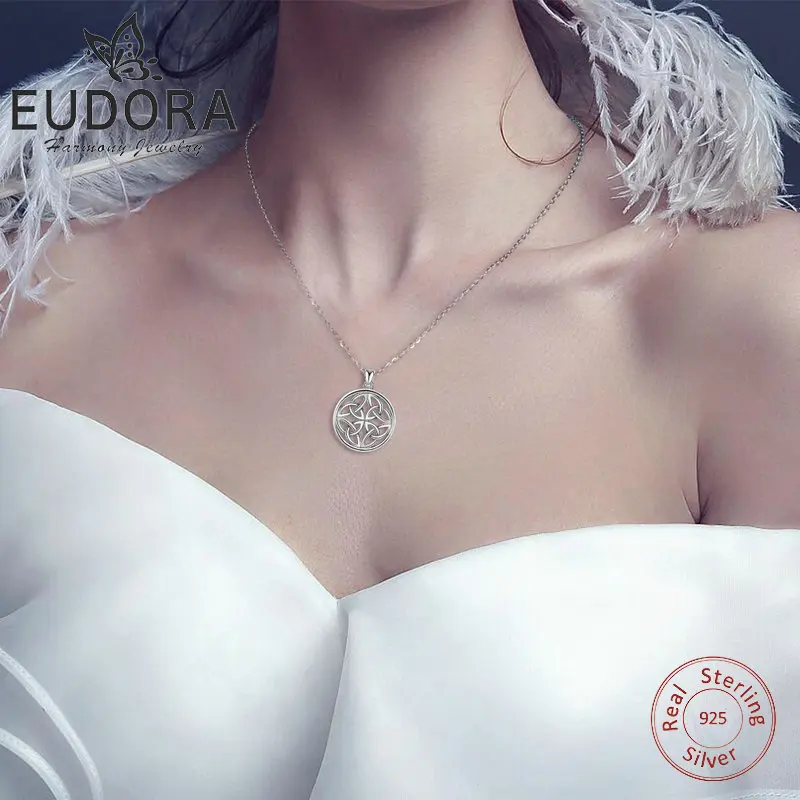 EUBORA, 925 пробы, серебряные, на удачу, ирландский круглый кельтский узел, винтажные ожерелья с подвесками, цепочка 18 для женщин, модное ювелирное изделие