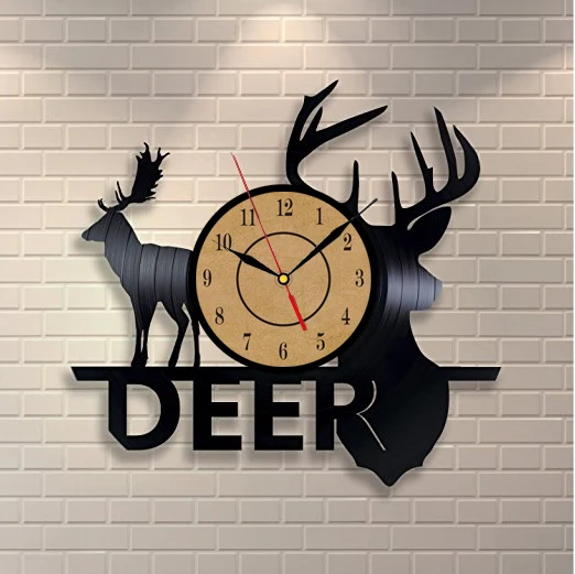 

2018 New Vinyl Record Wall Clock Animal Deer Wall Watch Home Decor Classic Clock Relogio Parede