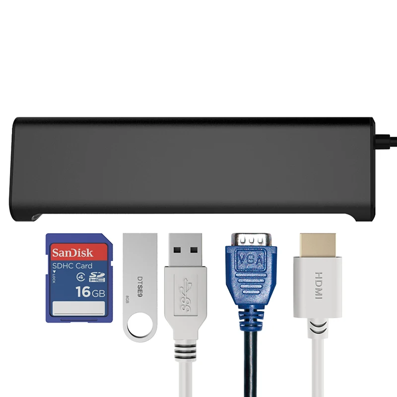 Amkle USB C концентратор 3 1 type к HDMI VGA 0 SD кард ридер адаптер 1080P видео конвертер для Macbook