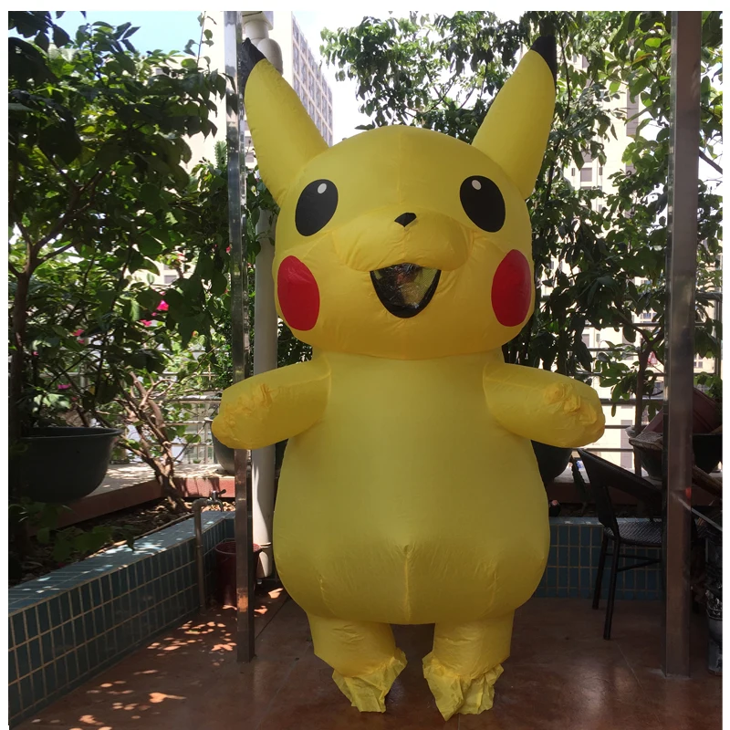 Adult Child Inflatable Pikachu Costume Halloween Anime Cosplay Carnival Fantasy Pokemon Mascot Costume For Kid Men Women Costume (1)