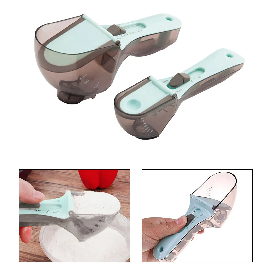 

Plastic Adjustable Gauge Measuring Spoons Useful Kitchen Baking Spoon Scale Sugar Cake powder Measuring Tool