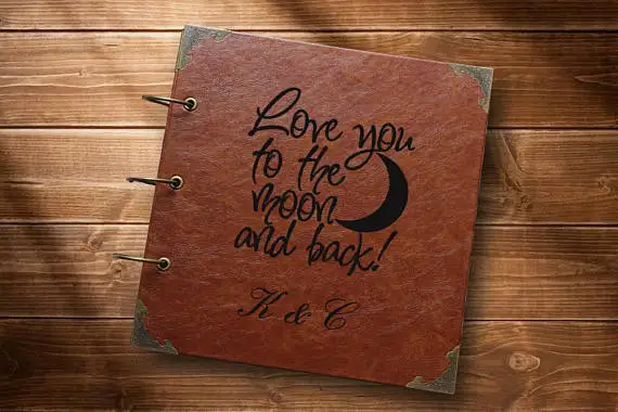 Love you to the moon and back Свадебный фотоальбом персонализированный кожаный альбом с