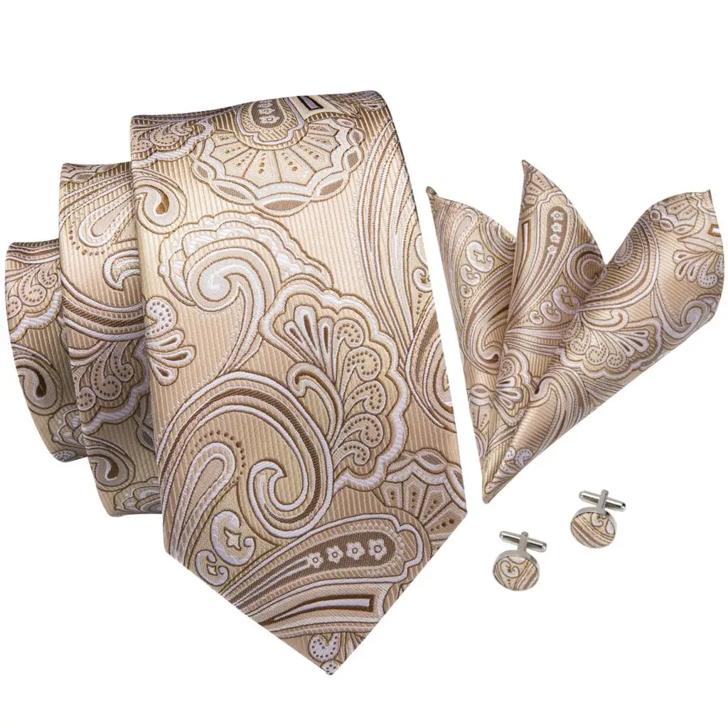 Шелковый галстук для мужчин коричневый Пейсли Свадебный галстук набор роскошный с жаккардовым цветочным узором галстук-бабочка homme хаки