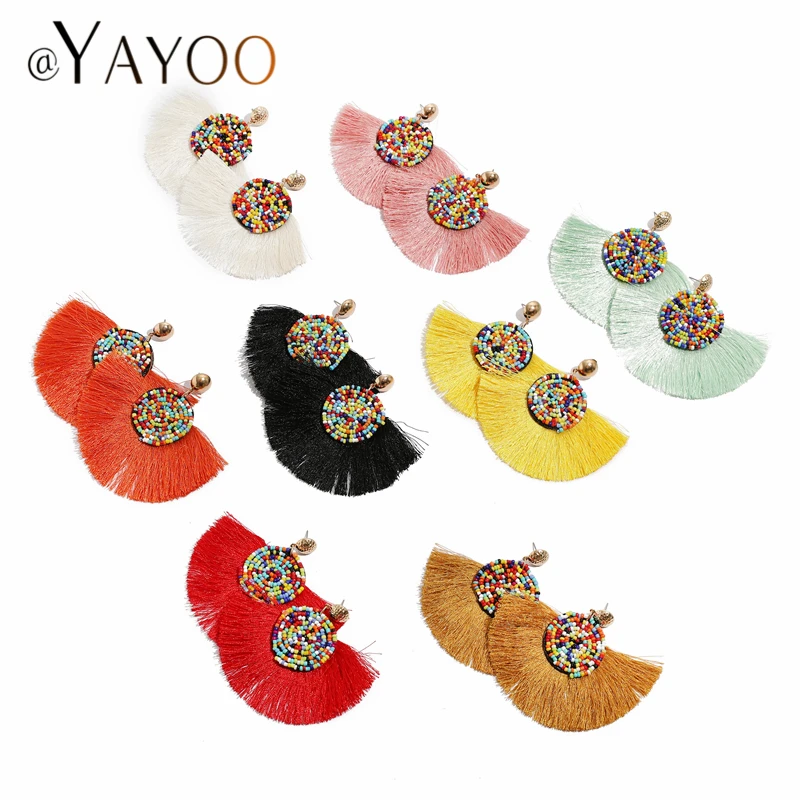 AYAYOO сережки с кисточками Boho 2018 богемные длинные Этнические большие висячие