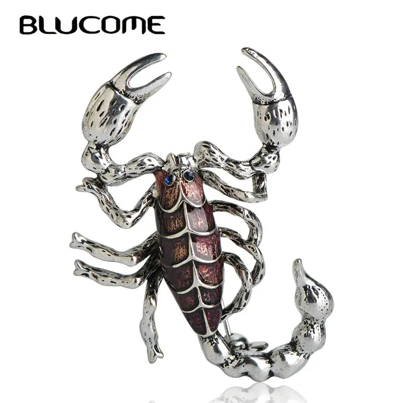 

Blucome Exaggeration Purple Scorpion Brooches For Women Suit Clothes Jewelry Enamel Insect Centipede Brooch Hijab Pins Bijoux