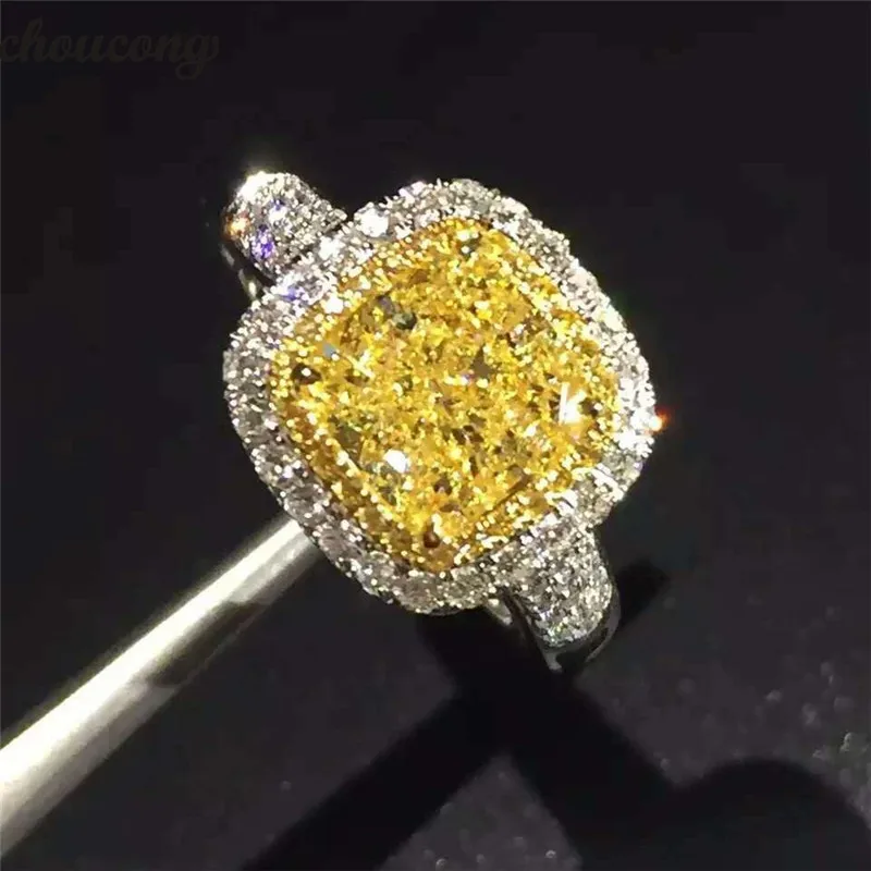 Choucong кольцо с подушками, 925 пробы, серебро, 3ct, AAAAA, циркон, cz, обручальное кольцо, кольца для женщин, свадебные украшения