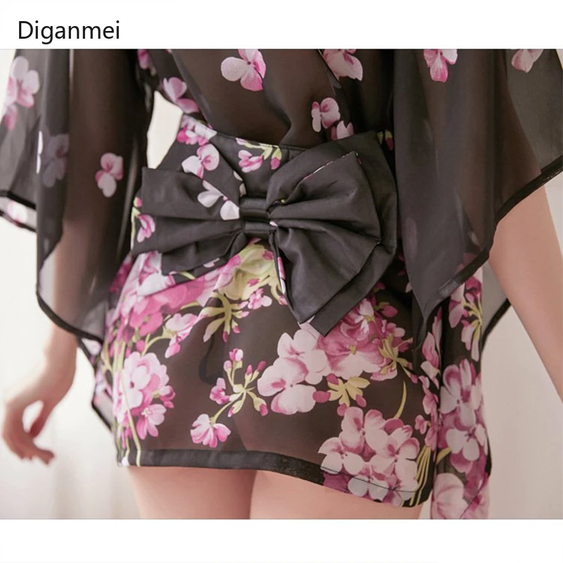 Pink sexy perspective kimonos clothing dress Japan style cosplay Japanese traditional kimono woman bathrobe geisha clothing