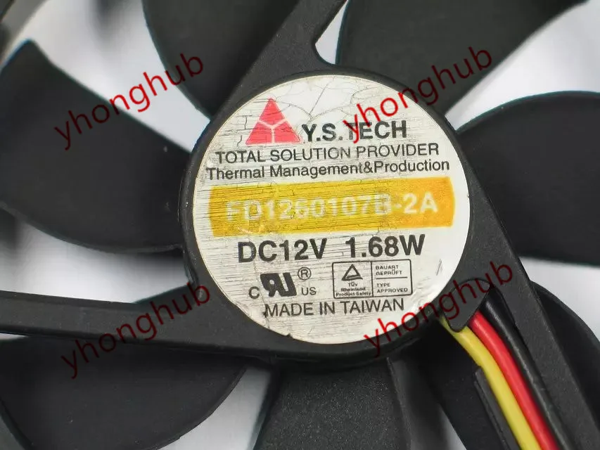 Вентилятор охлаждения сервера Y.S TECH FD1260107B 2A DC 12 В 1 68 Вт 3 провода 60x60x10 мм|square fan|server