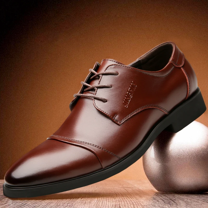 

YCXFLYER Spring Business Men Shoes Genuine Leather Shoes Lace-up Low Heel Fashion Single Shoes Breathable Comfortable Trend New