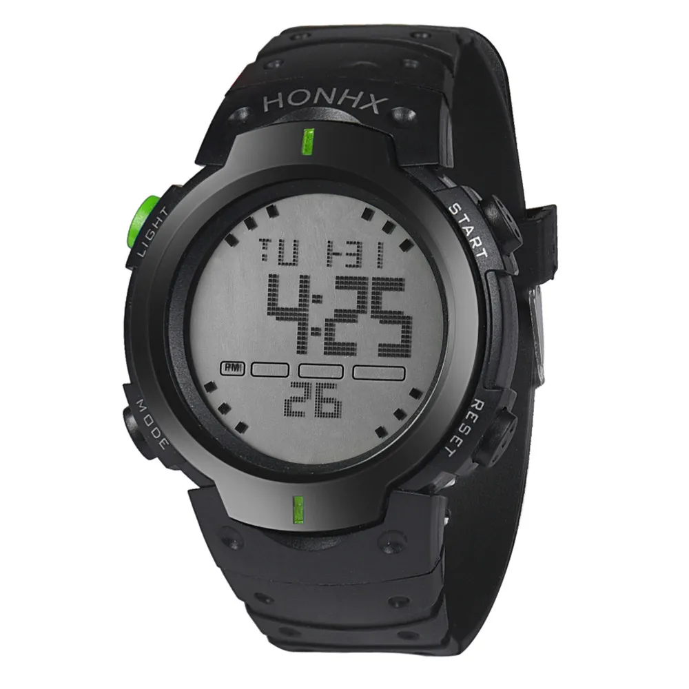 Модный бренд HONHX водонепроницаемость водонепроницаемый для мужчин мальчик ЖК цифровой секундомер Дата Резиновые Спортивные наручные часы