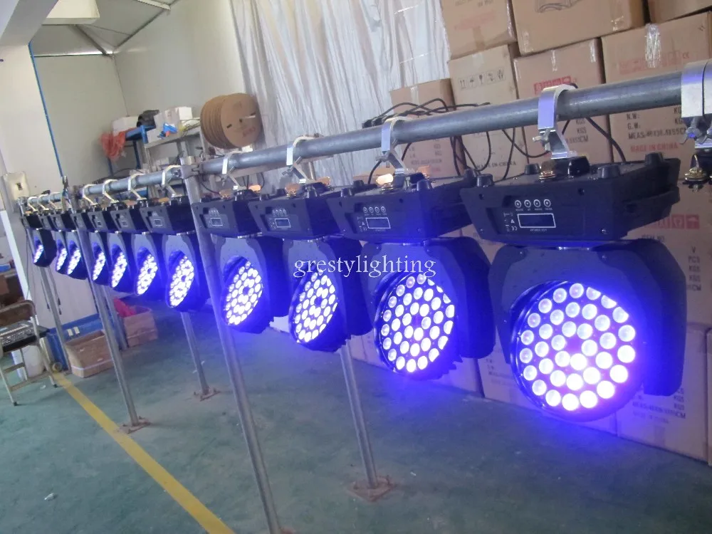 Clube do Partido 2 Pçs e lote Free Grátis 36 Pcs Rgbway Led Moving Head Wash Iluminação Cénica dj Móvel Zoom Cabeça Luz 6 Cor Mudar Salão 12 Cheap stage light
