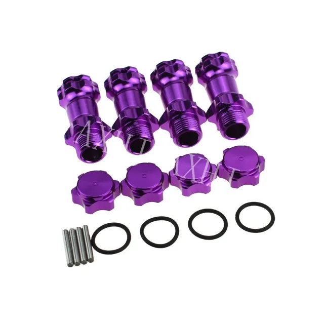 Best Offers AXHJ 4pcs/Lot 1/8th Aluminum Wheel Hubs 17mm Hex Adapter 30mm Extension With Steel Pin + O-Ring For RC Model Car