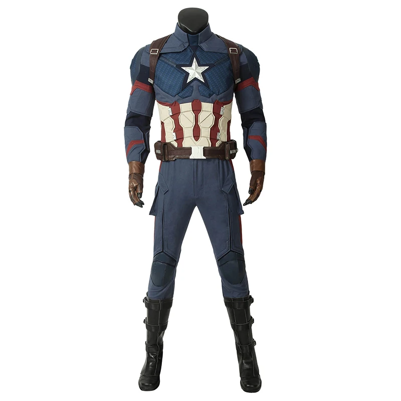 

Avengers 4 Endgame Costume Captain America Steven Rogers Cosplay Jumpsuit Boots Superhero Halloween Carnival Outfit Custom Made