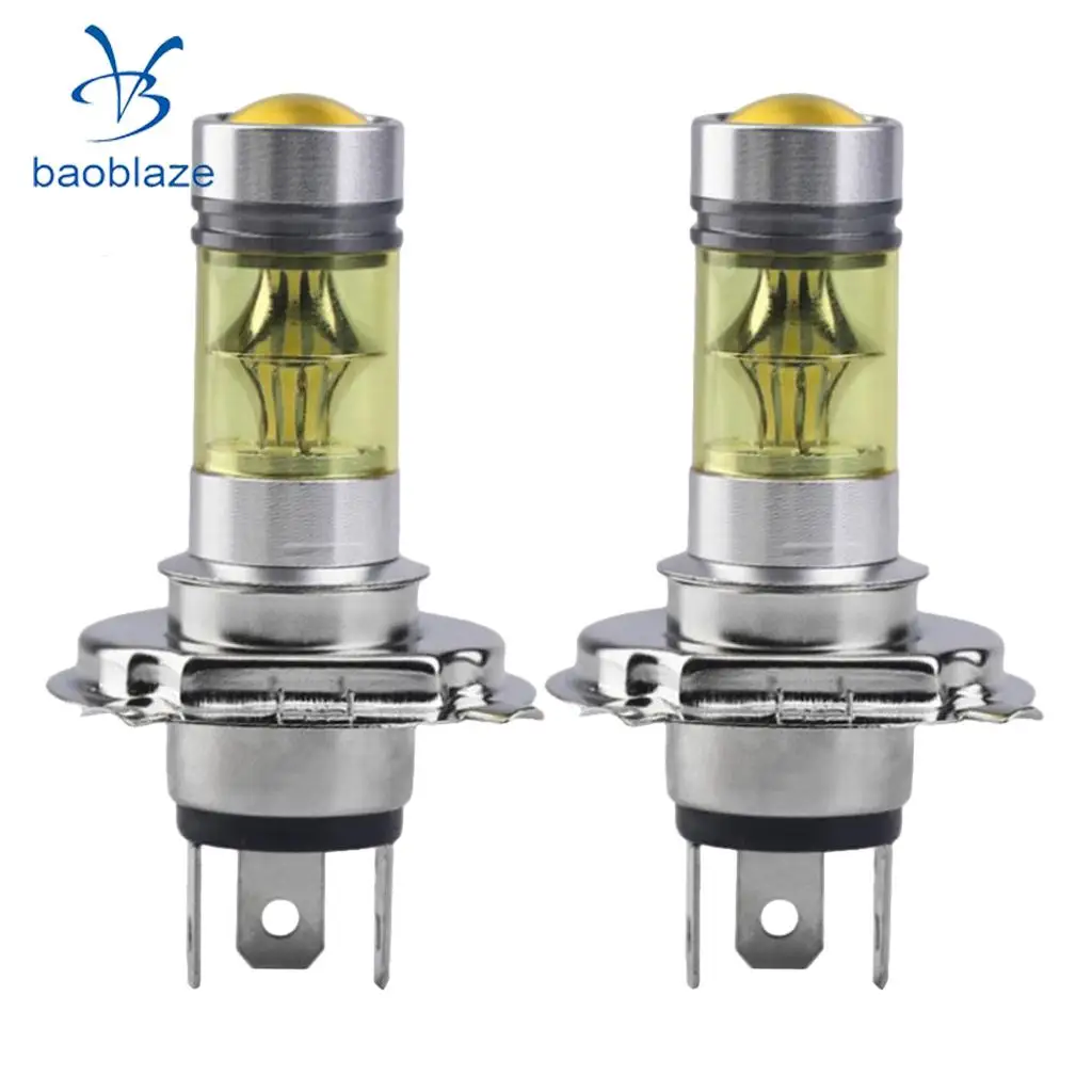 

Pair H4 LED Fog Light 100W Yellow Projector Daytime Driving DRL 4300k Bulbs