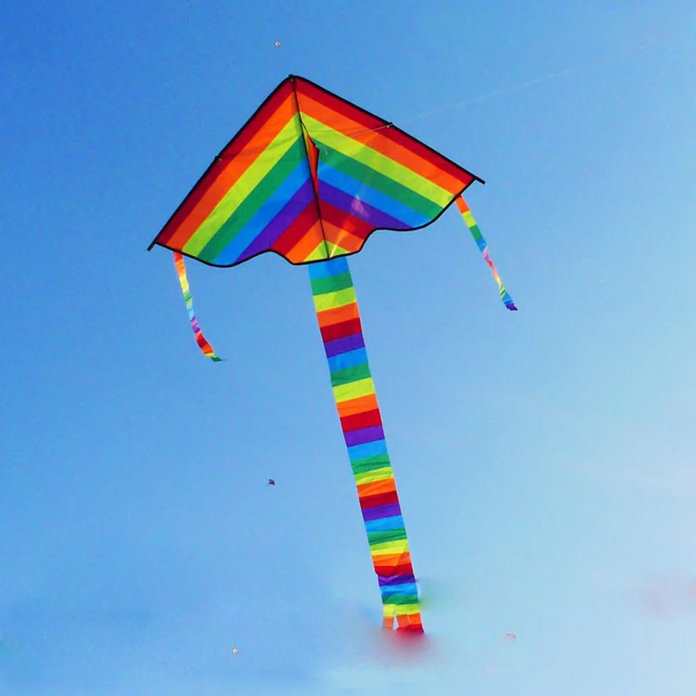 Rainbow Kite Long Tail Nylon Outdoor Baby Toys For Children Kids Kites