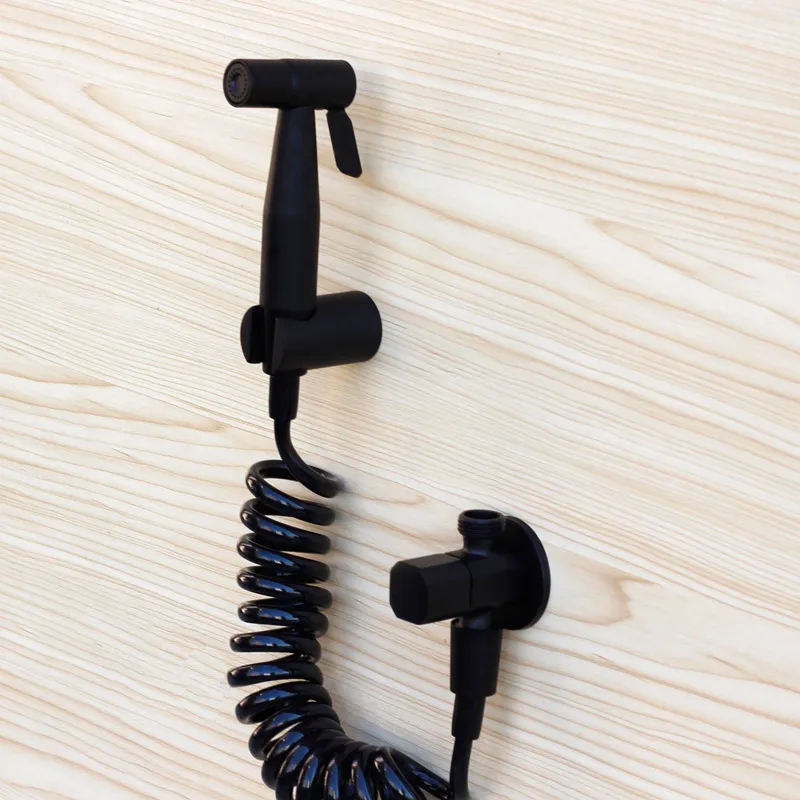 

black 304 Stainless Steel bidet in toilet spray faucets shower sprayer wc portable hole and valve Telephone line hose