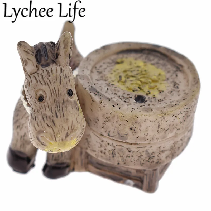 

Donkey Pull Grinding Mini Model Pastoral Style Resin Figurine Modern Home Sand Table Garden Decoration Crafts